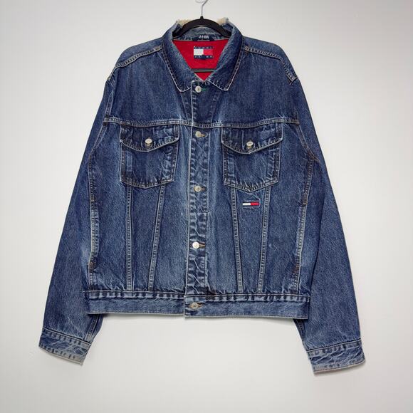 TOMMY HILFIGER Vintage Embroidered Logo Denim Jacket  Size XL Extra large - Picture 1 of 9